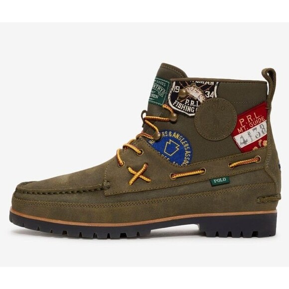 NIB Polo Ralph Lauren MEN'S SHOES Ranger Mid Boot patches - Picture 1 of 16